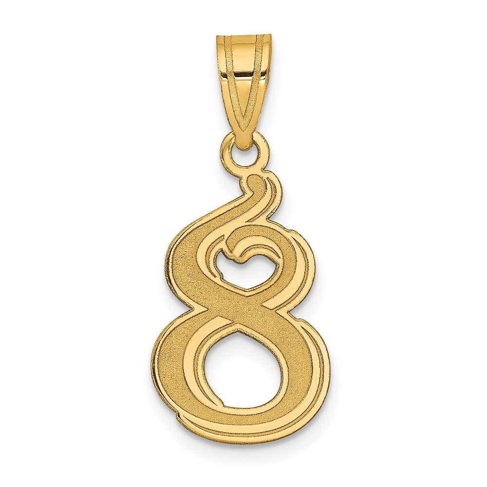 Charlie & Co Jewelry | 14k Polished Etched Number 8 Pendant - Model AEN08