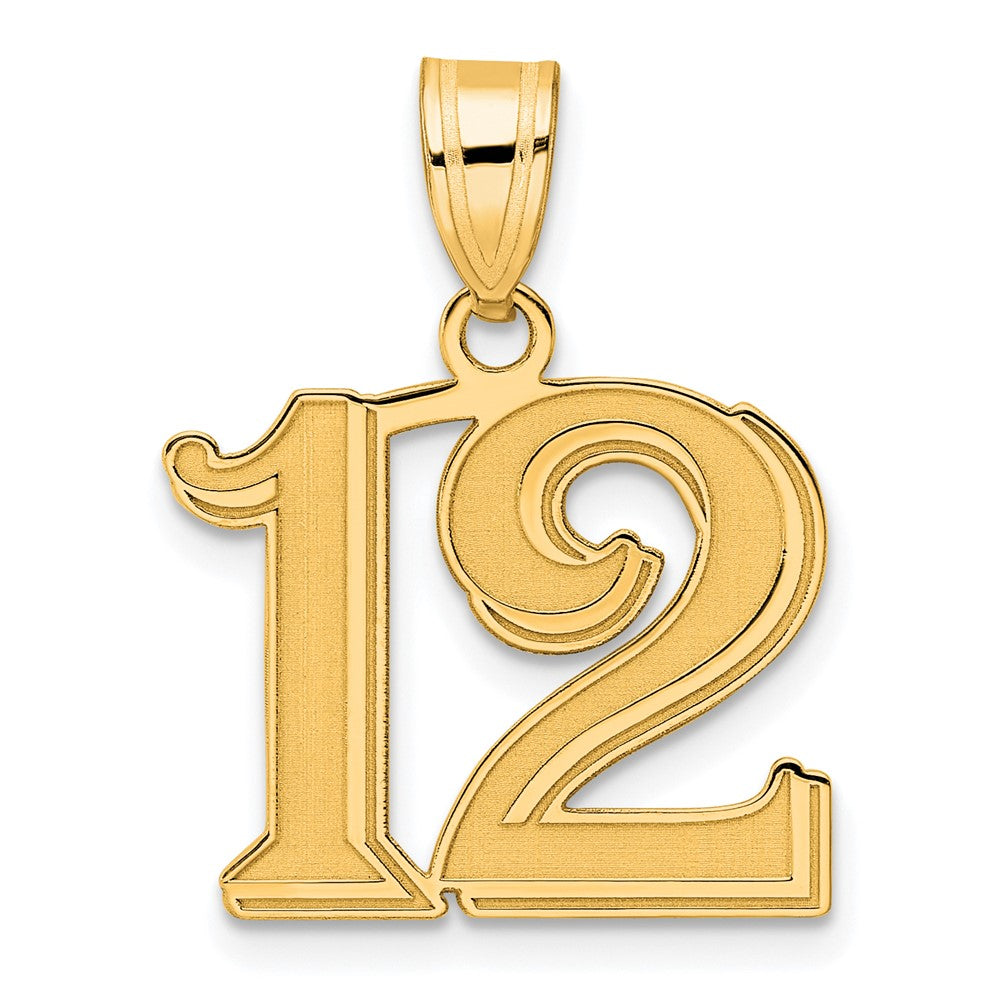 Charlie & Co Jewelry | 14k Polished Etched Number 12 Pendant - Model AEN12
