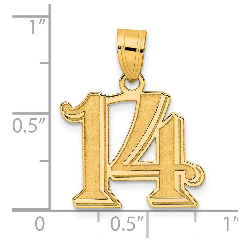 Charlie & Co Jewelry | 14k Polished Etched Number 14 Pendant - Model AEN14