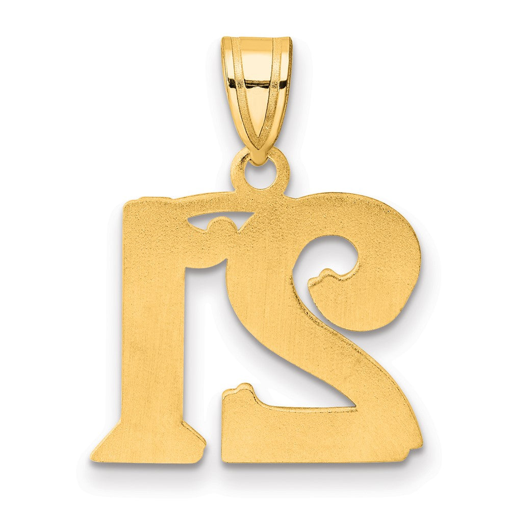 Charlie & Co Jewelry | 14k Polished Etched Number 21 Pendant - Model AEN21