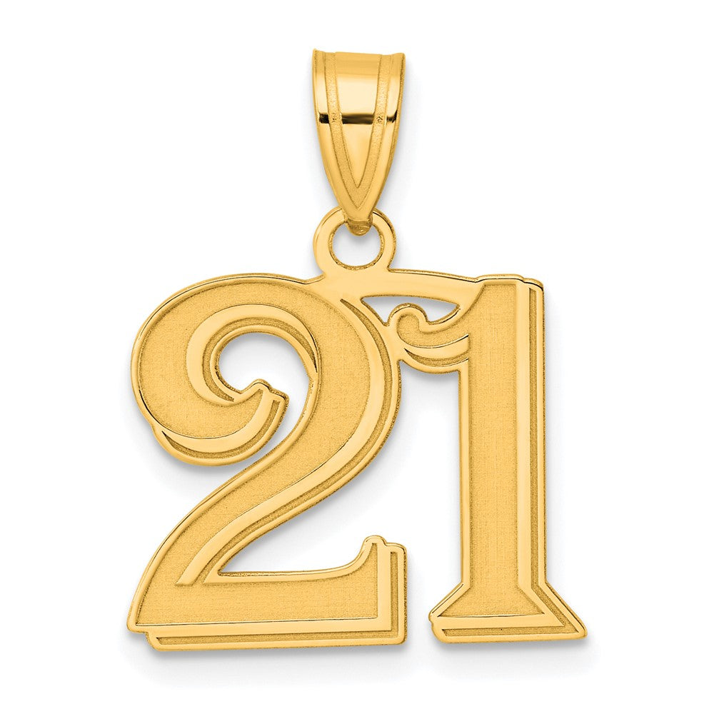 Charlie & Co Jewelry | 14k Polished Etched Number 21 Pendant - Model AEN21