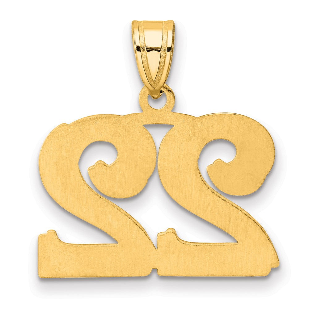 Charlie & Co Jewelry | 14k Polished Etched Number 22 Pendant - Model AEN22