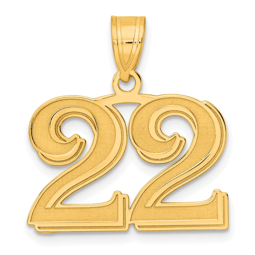 Charlie & Co Jewelry | 14k Polished Etched Number 22 Pendant - Model AEN22