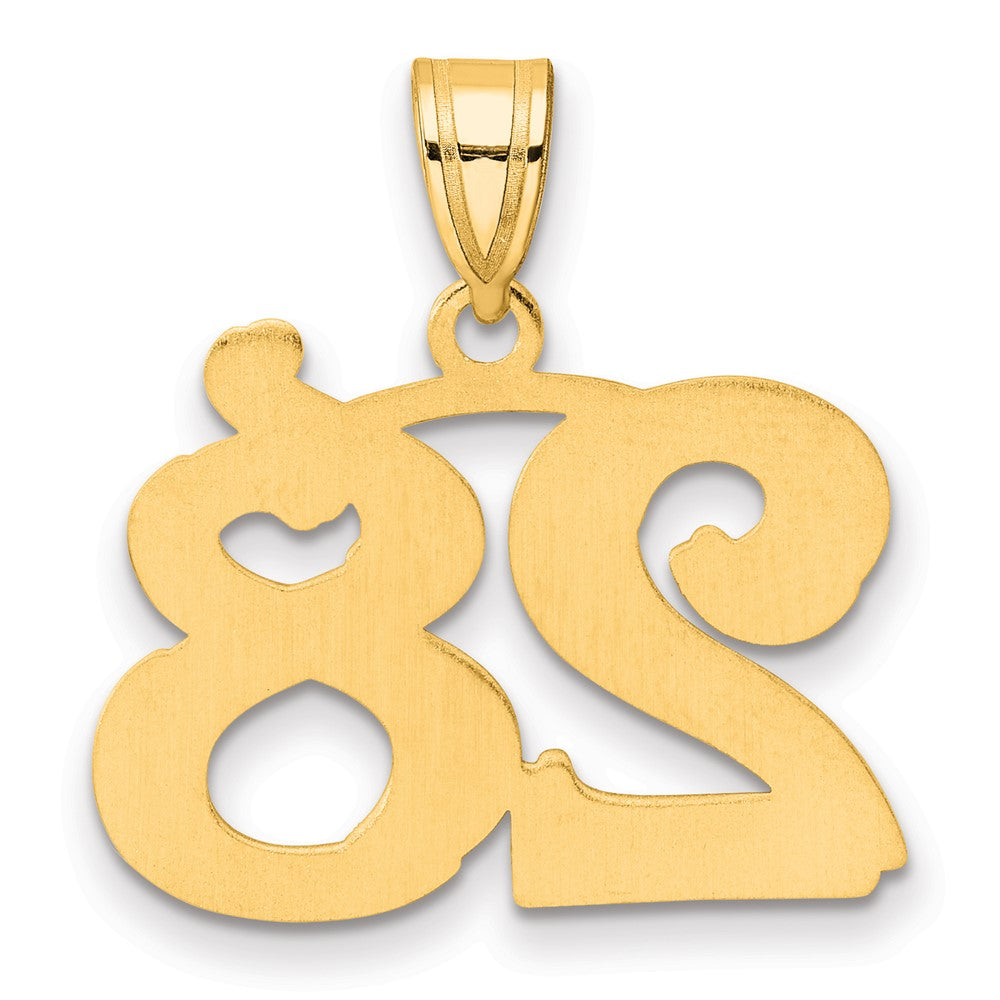 Charlie & Co Jewelry | 14k Polished Etched Number 28 Pendant - Model AEN28