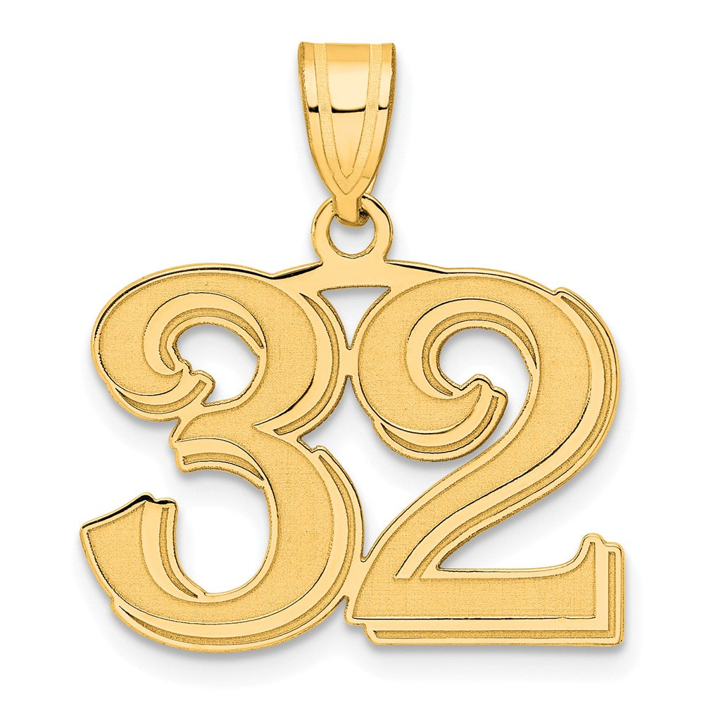 Charlie & Co Jewelry | 14k Polished Etched Number 32 Pendant - Model AEN32