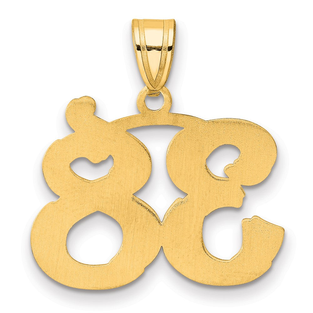 Charlie & Co Jewelry | 14k Polished Etched Number 38 Pendant - Model AEN38