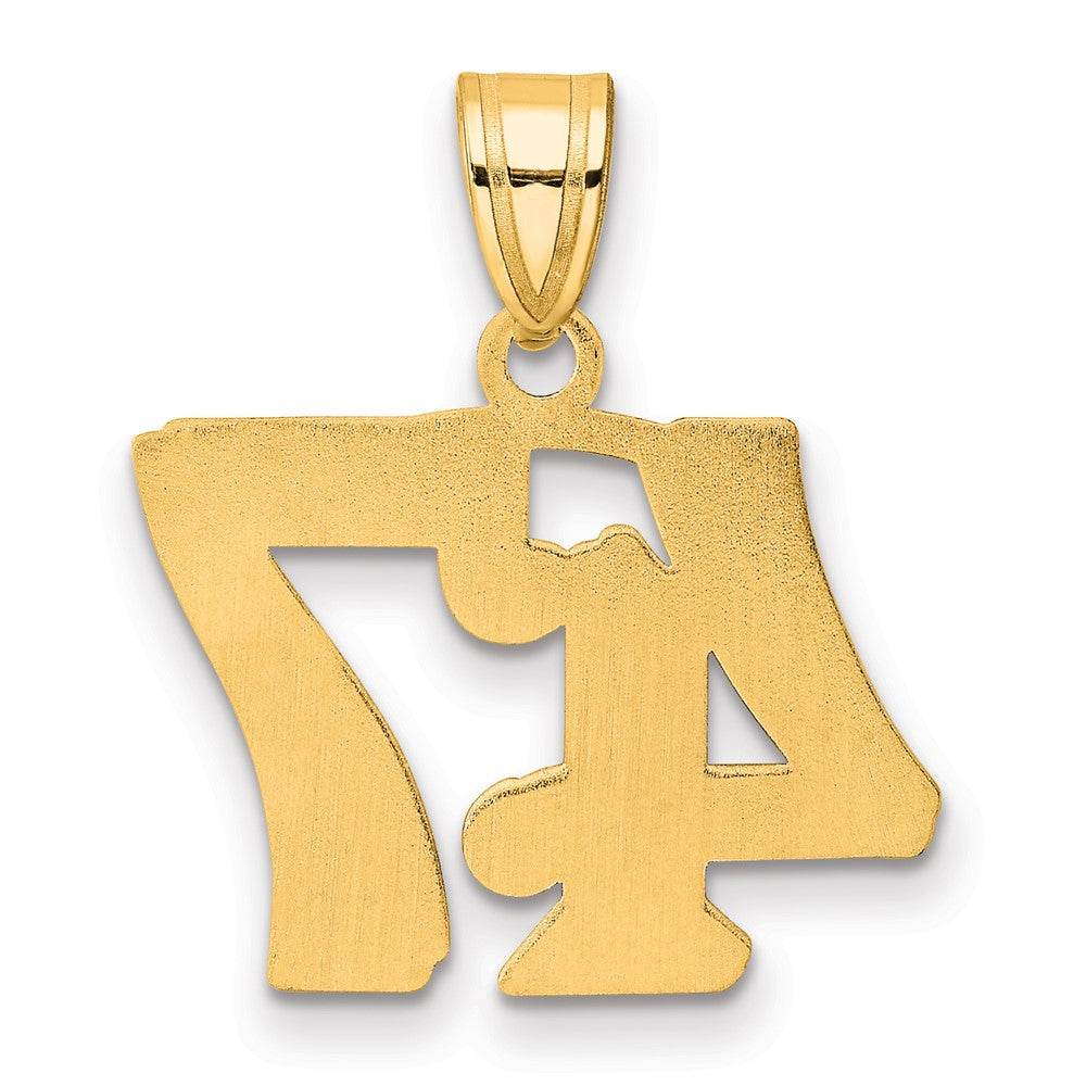 Charlie & Co Jewelry | 14k Polished Etched Number 47 Pendant - Model AEN47