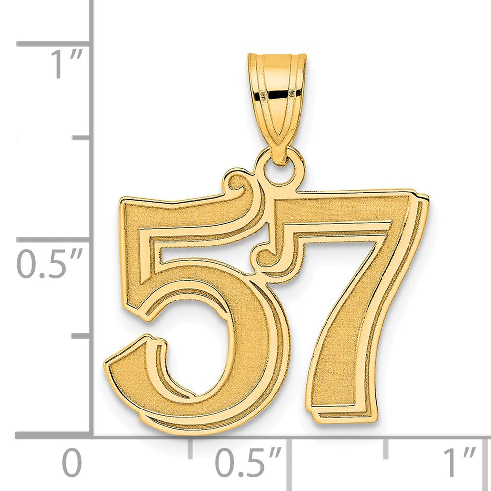Charlie & Co Jewelry | 14k Polished Etched Number 57 Pendant - Model AEN57