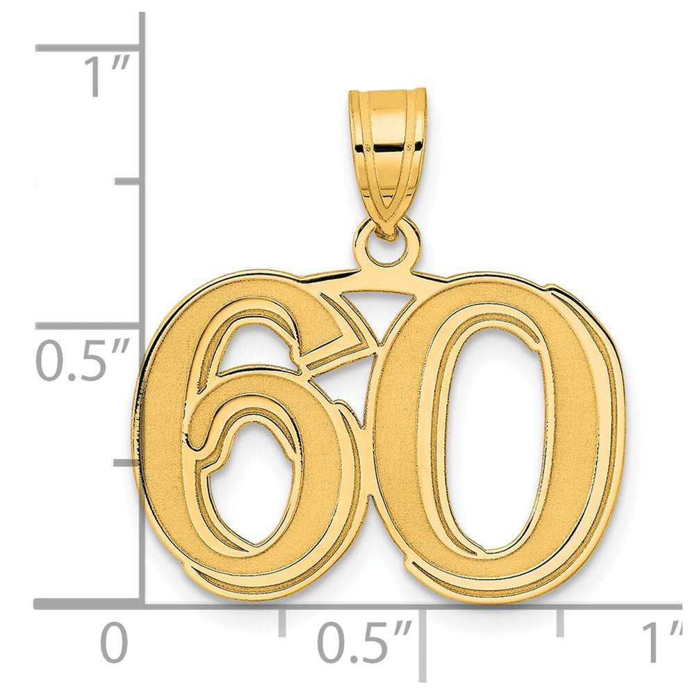 Charlie & Co Jewelry | 14k Polished Etched Number 60 Pendant - Model AEN60