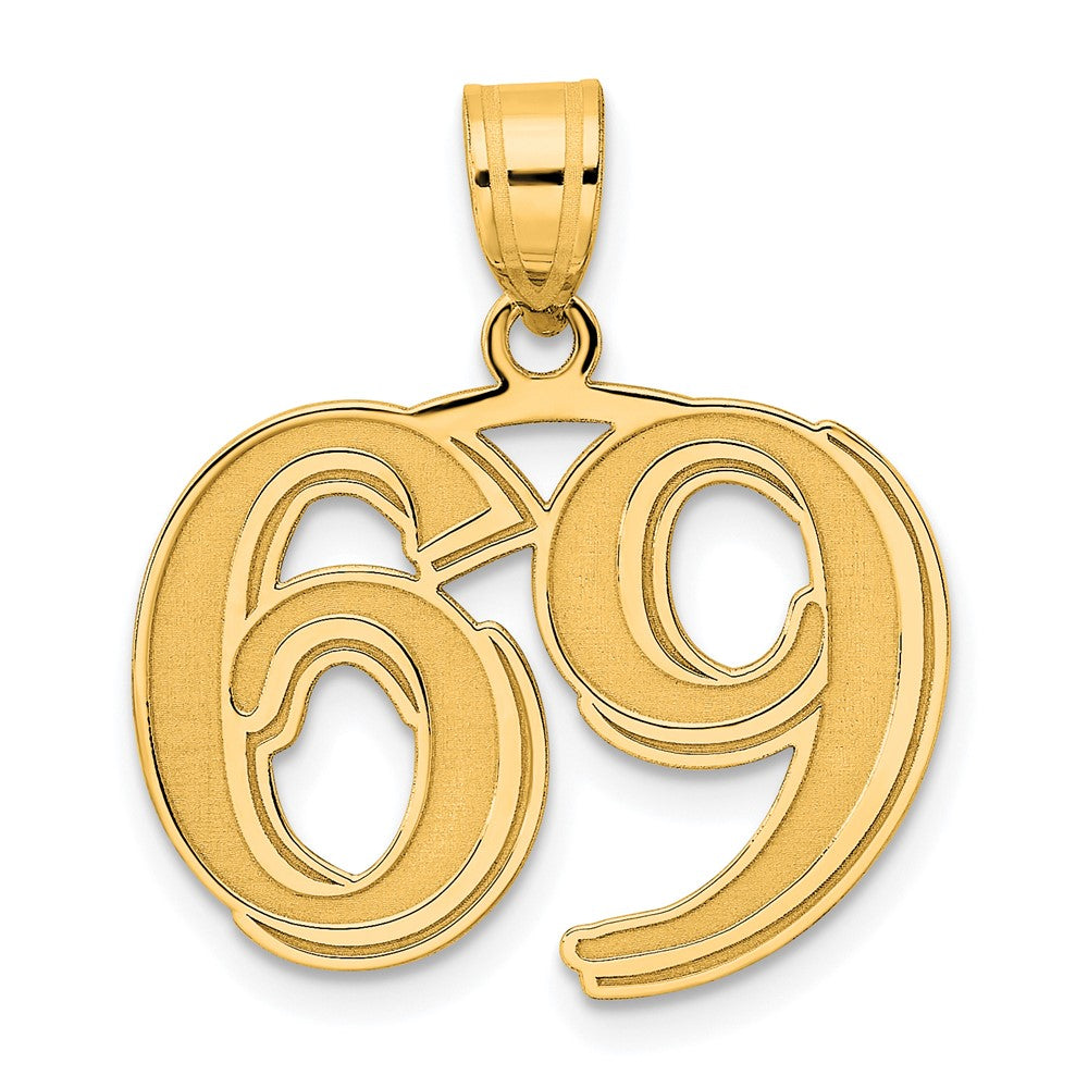 Charlie & Co Jewelry | 14k Polished Etched Number 69 Pendant - Model AEN69