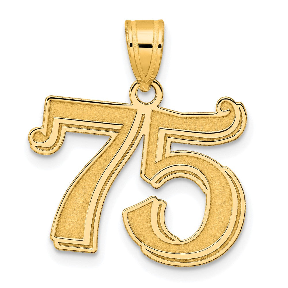 Charlie & Co Jewelry | 14k Polished Etched Number 75 Pendant - Model AEN75