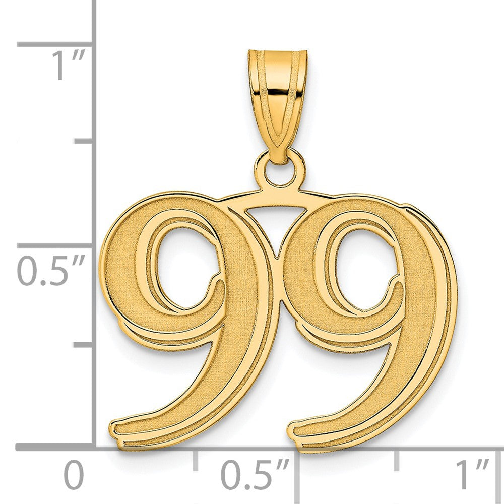Charlie & Co Jewelry | 14k Polished Etched Number 99 Pendant - Model AEN99