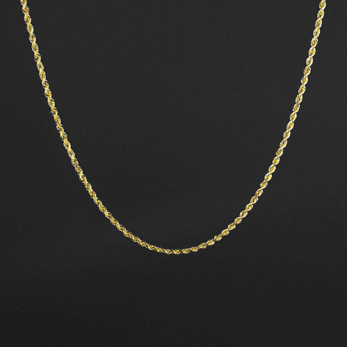 14K Gold 1.5mm Solid Diamond-Cut Classic Rope Chain - Model CH-0390
