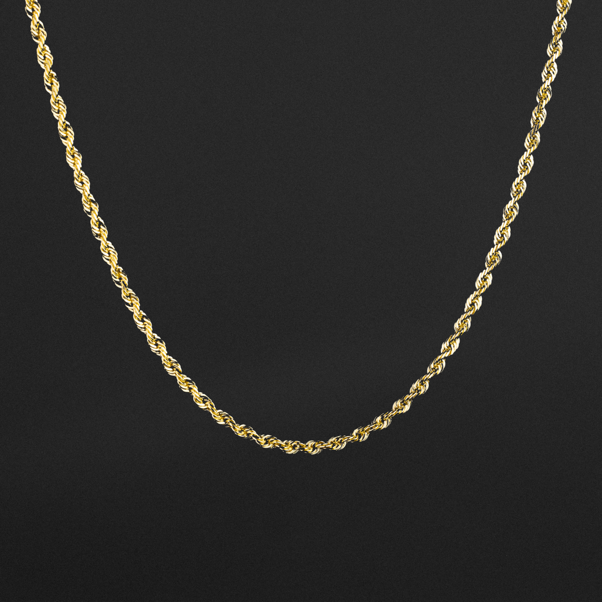 14K Gold 2mm Solid Diamond-Cut Classic Rope Chain - Model CH-0389