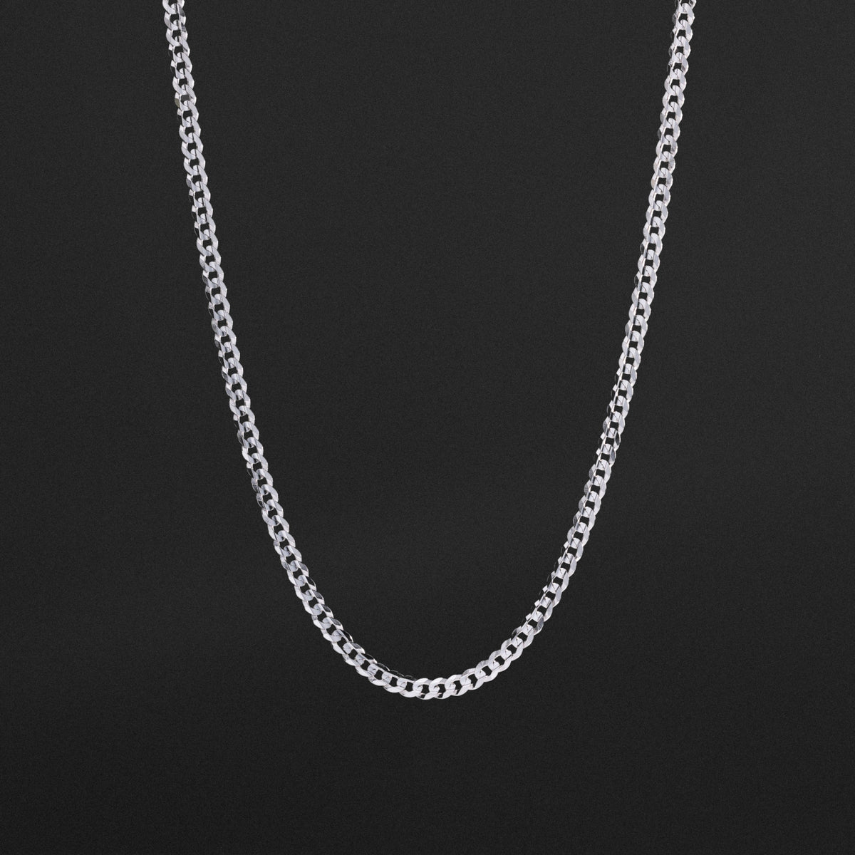 14k 4mm White Gold Concave Cuban Chain - Model CH-0349