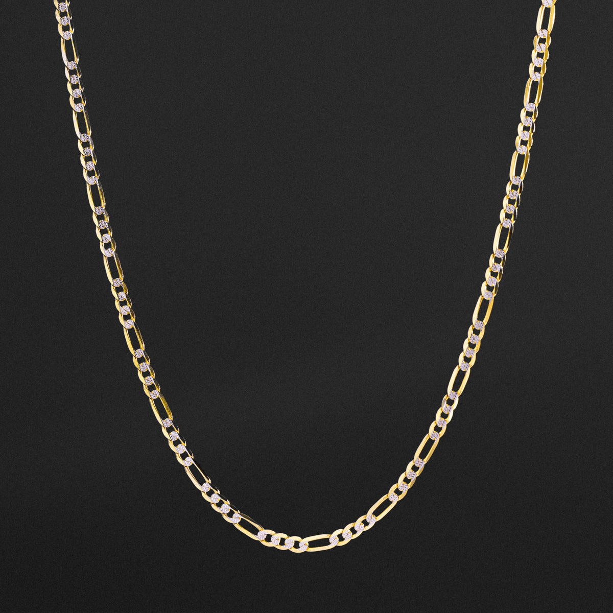 14k Gold 3.8mm Two-Tone Lightweight Figaro Chain - Model CH-0120