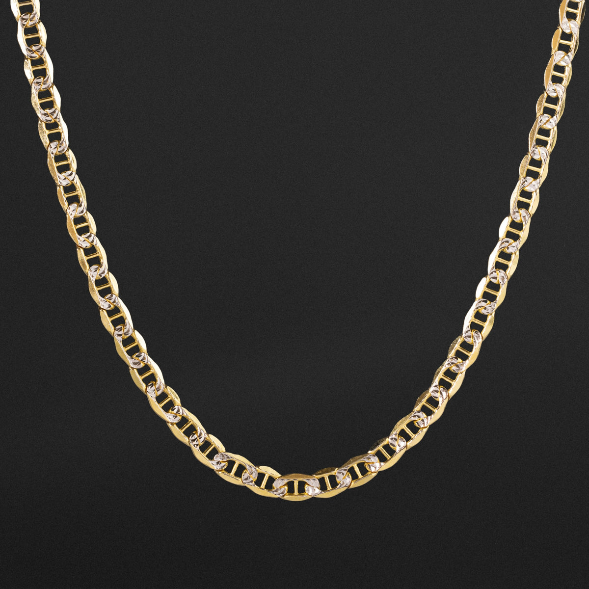 14k Gold 4.8mm Two-Tone Hollow Mariner Chain - Model CH-0657