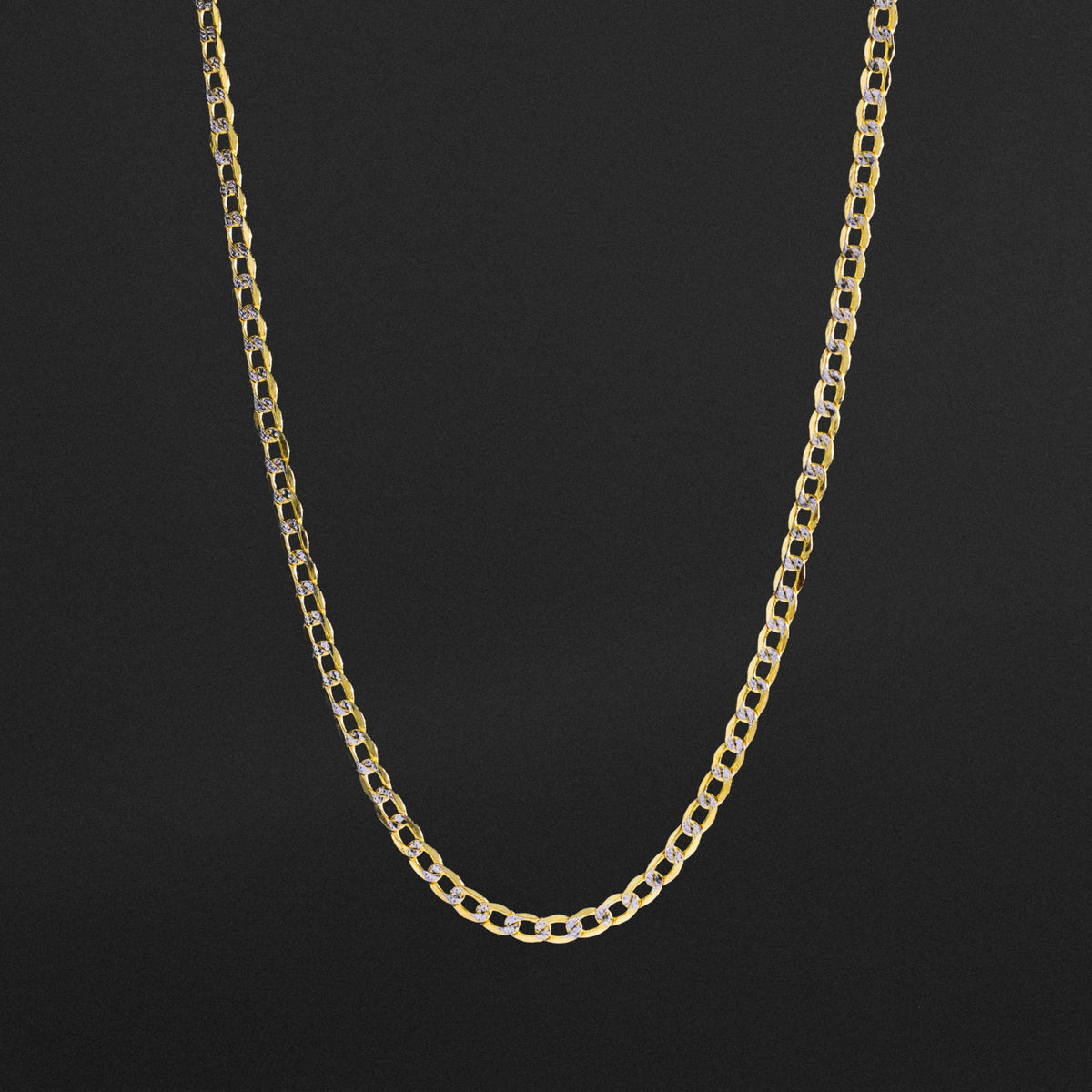 14k Gold 4.2mm Two-Tone Hollow Curb Chain - Model CH-0169
