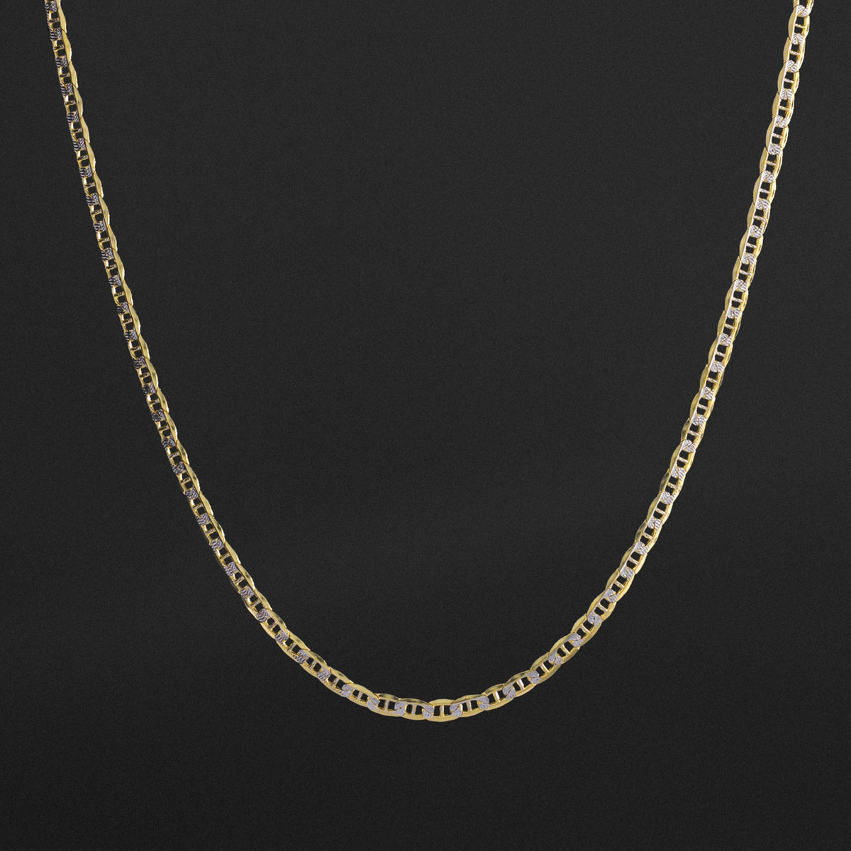 14k Gold 3.4mm Two Tone Hollow Mariner Chain - Model CH-0658