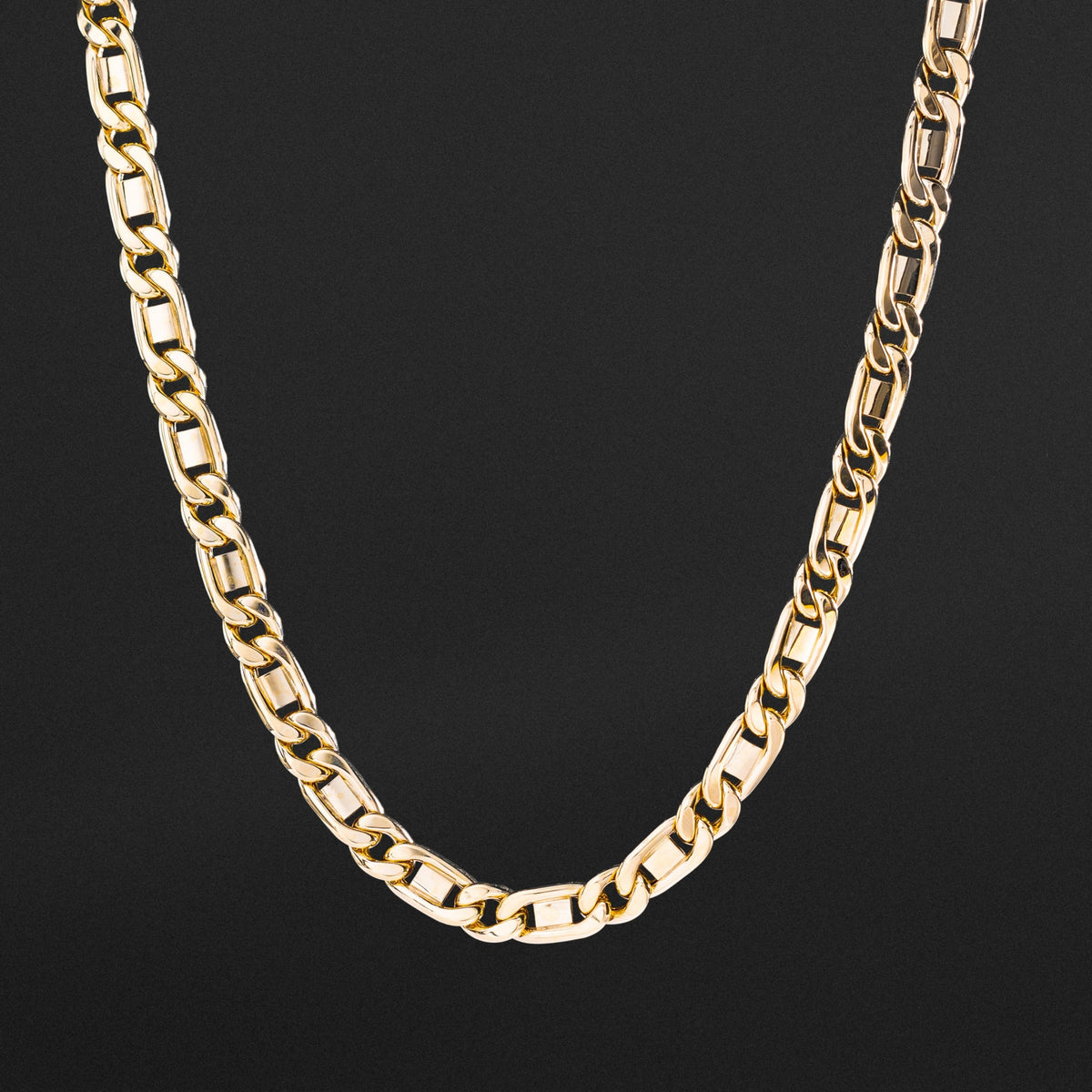 14k Gold 7.7mm Hollow Tiger Eye Chain - Model CH-0647