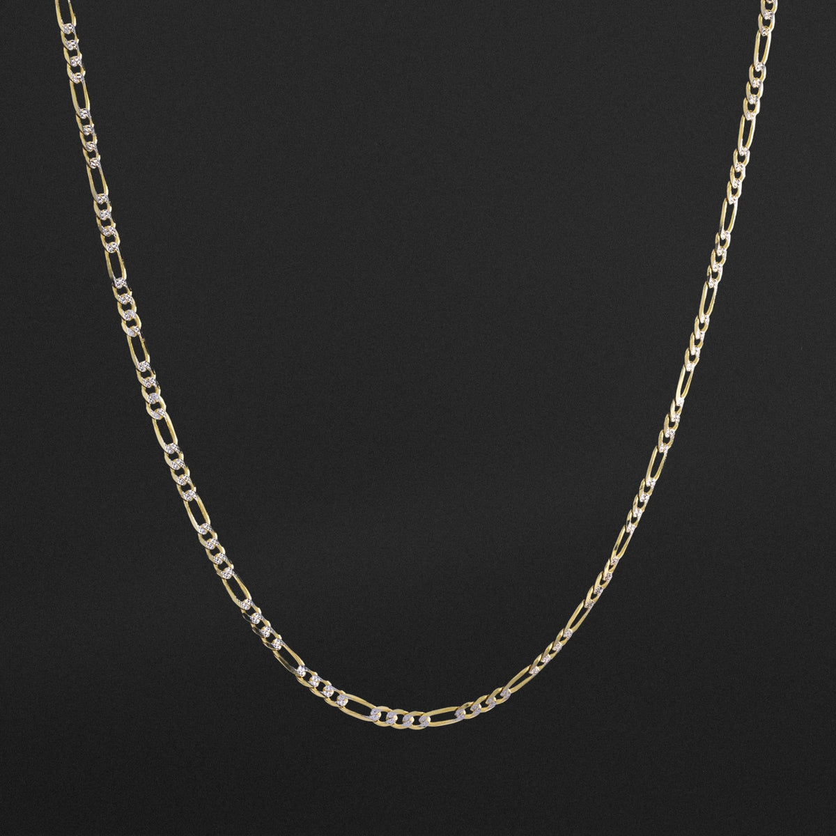 14k Gold 3.1mm Two-Tone Lightweight Figaro Chain - Model CH-0121
