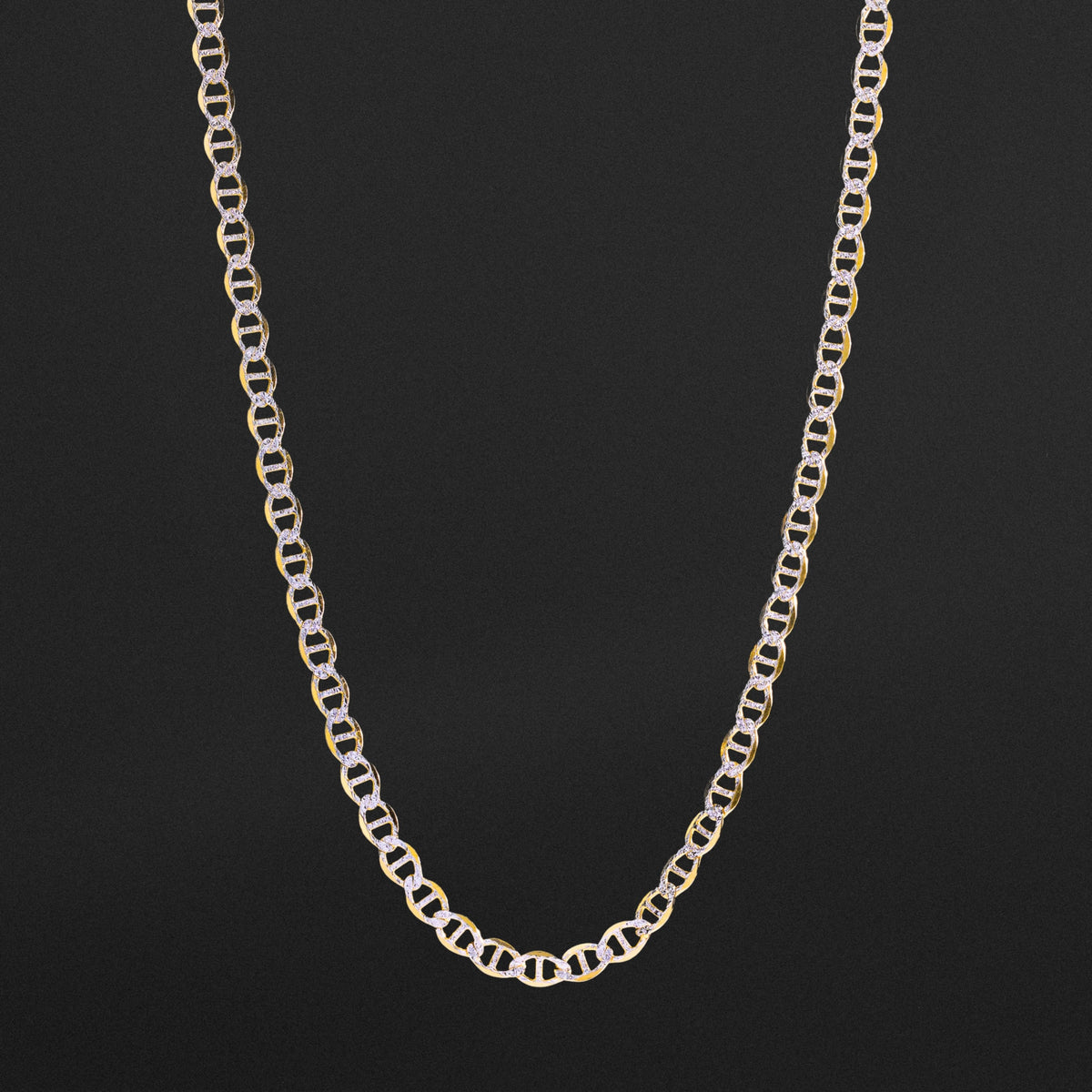 14k Gold 5.5mm Lightweight Two-Tone Flat Mariner Chain - Model CH-0337