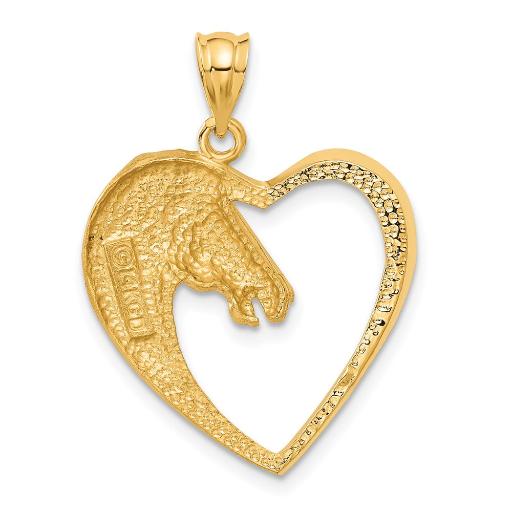 14k Gold Horse Head Heart Necklace Pendant - Charlie & Co. Jewelry