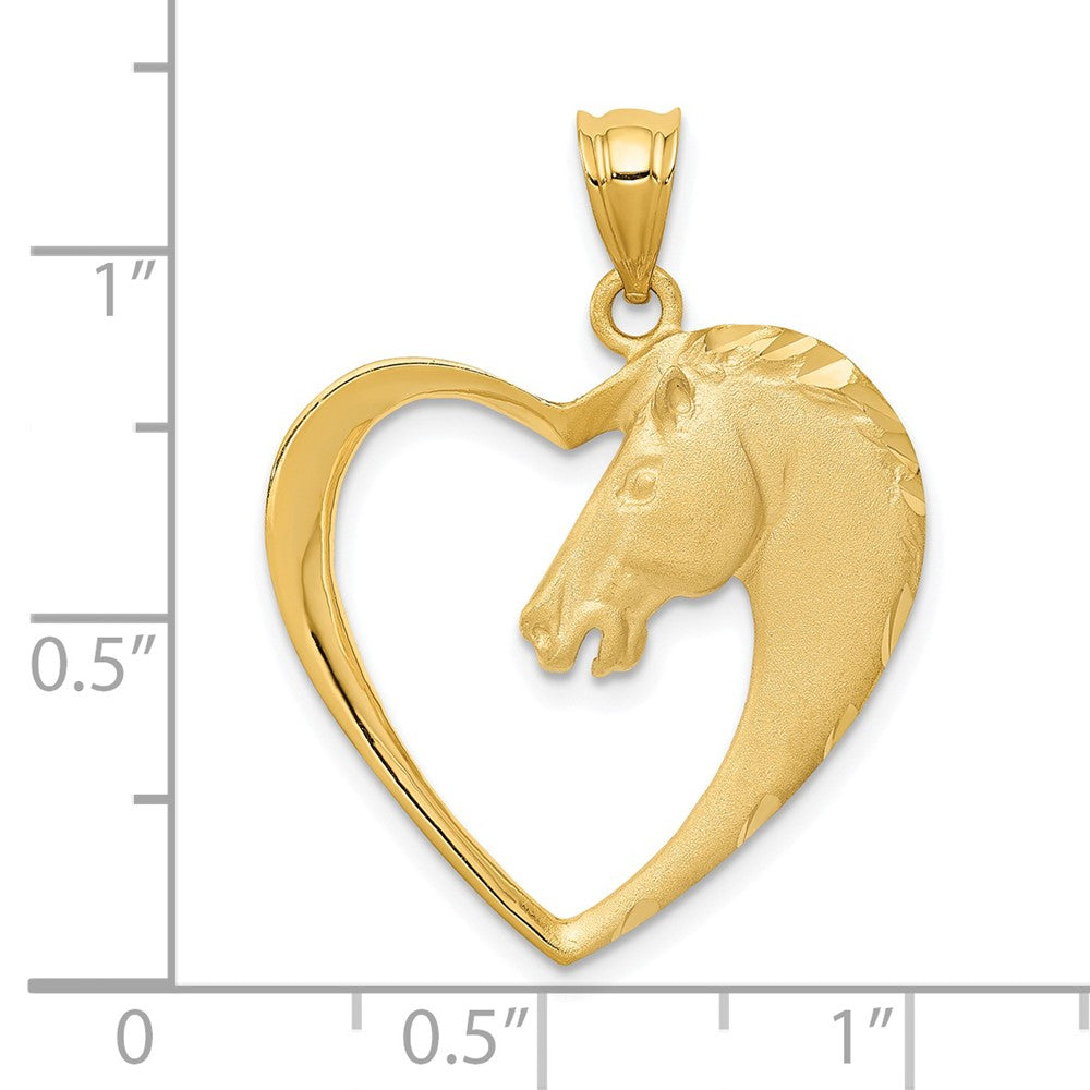 14k Gold Horse Head Heart Necklace Pendant - Charlie & Co. Jewelry