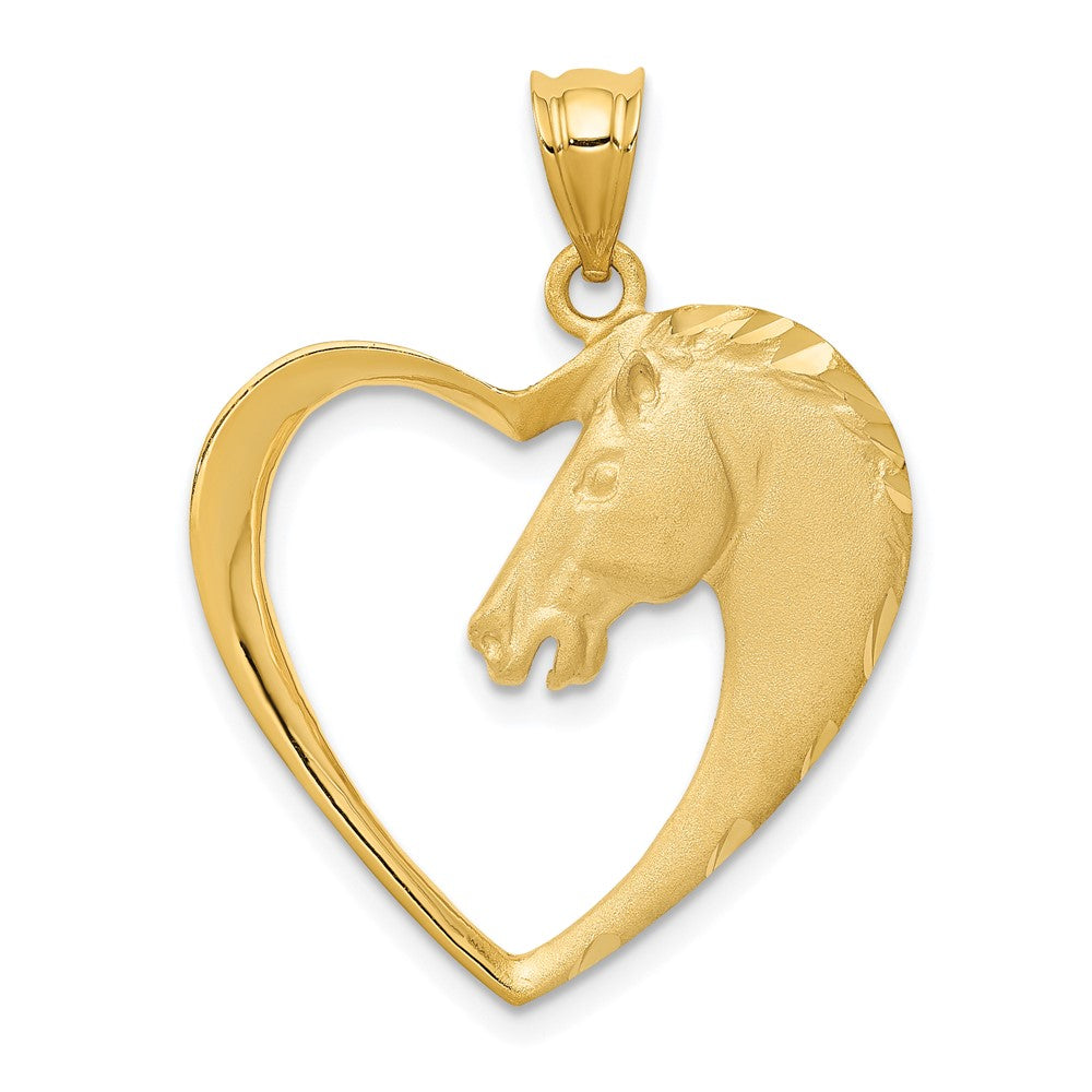 14k Gold Horse Head Heart Necklace Pendant - Charlie & Co. Jewelry