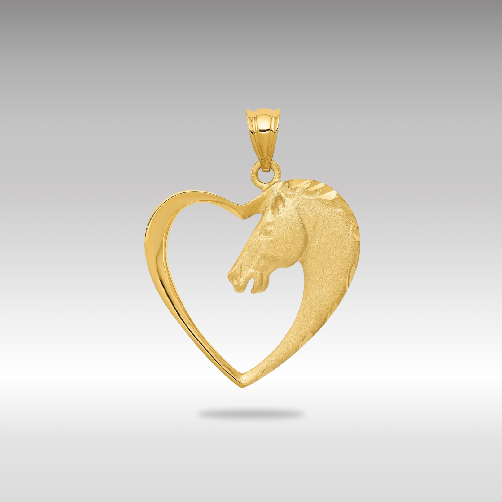 Gold Horse Head Heart Necklace Pendant - Charlie & Co. Jewelry