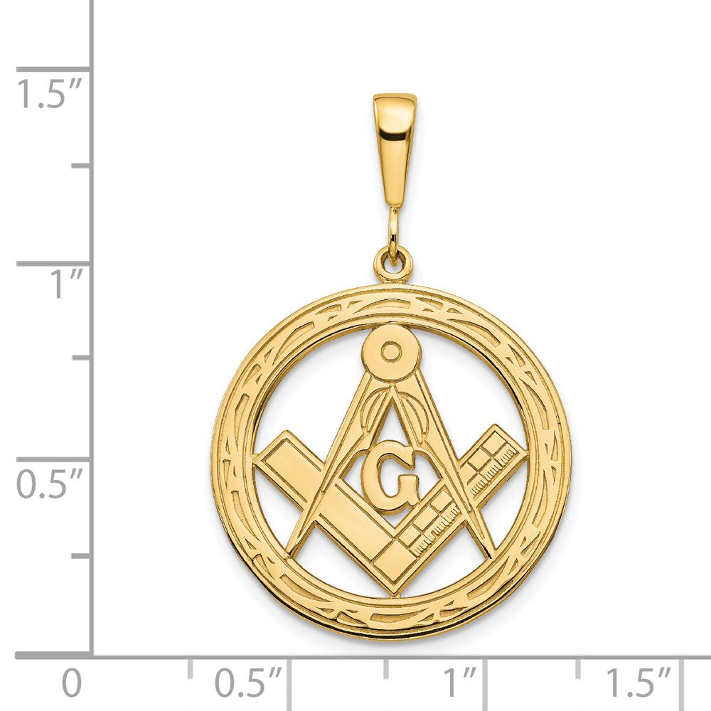 Gold Large Masonic Symbol Pendant Necklace Model-C1097 - Charlie & Co. Jewelry