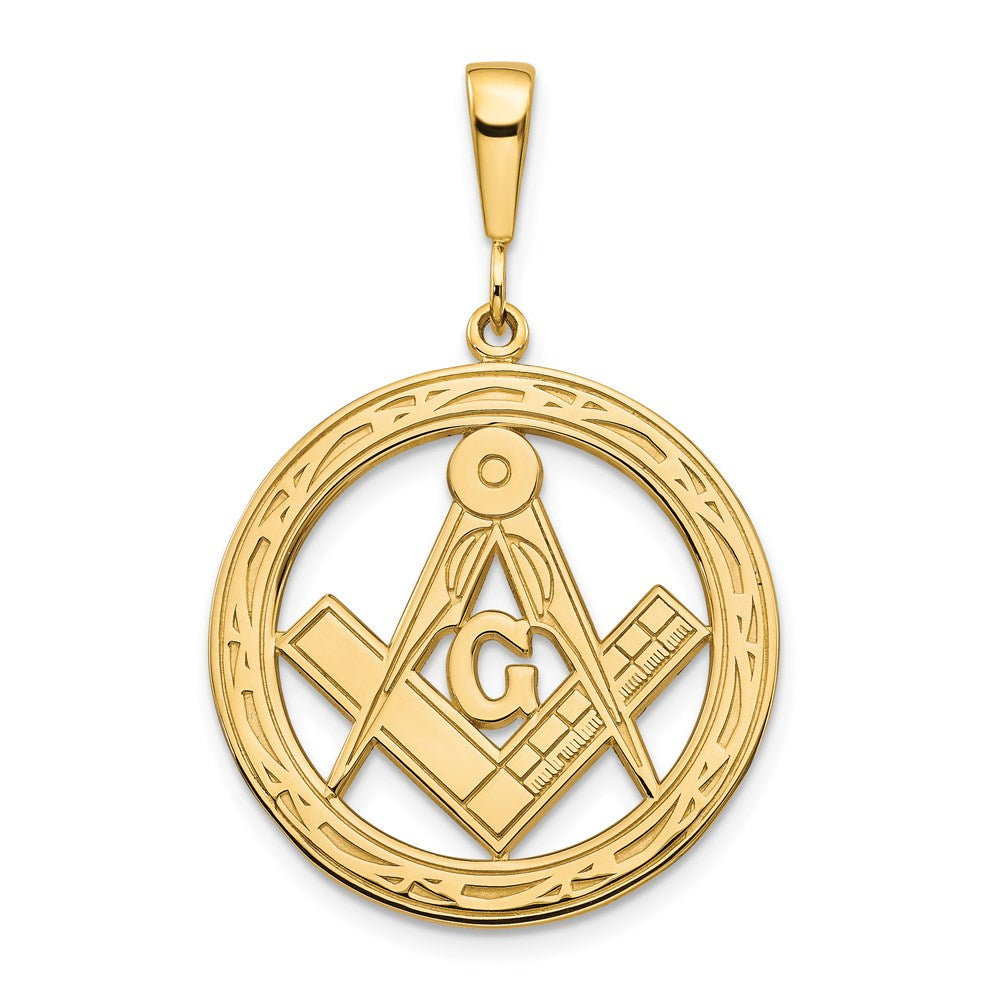 Gold Large Masonic Symbol Pendant Necklace Model-C1097 - Charlie & Co. Jewelry