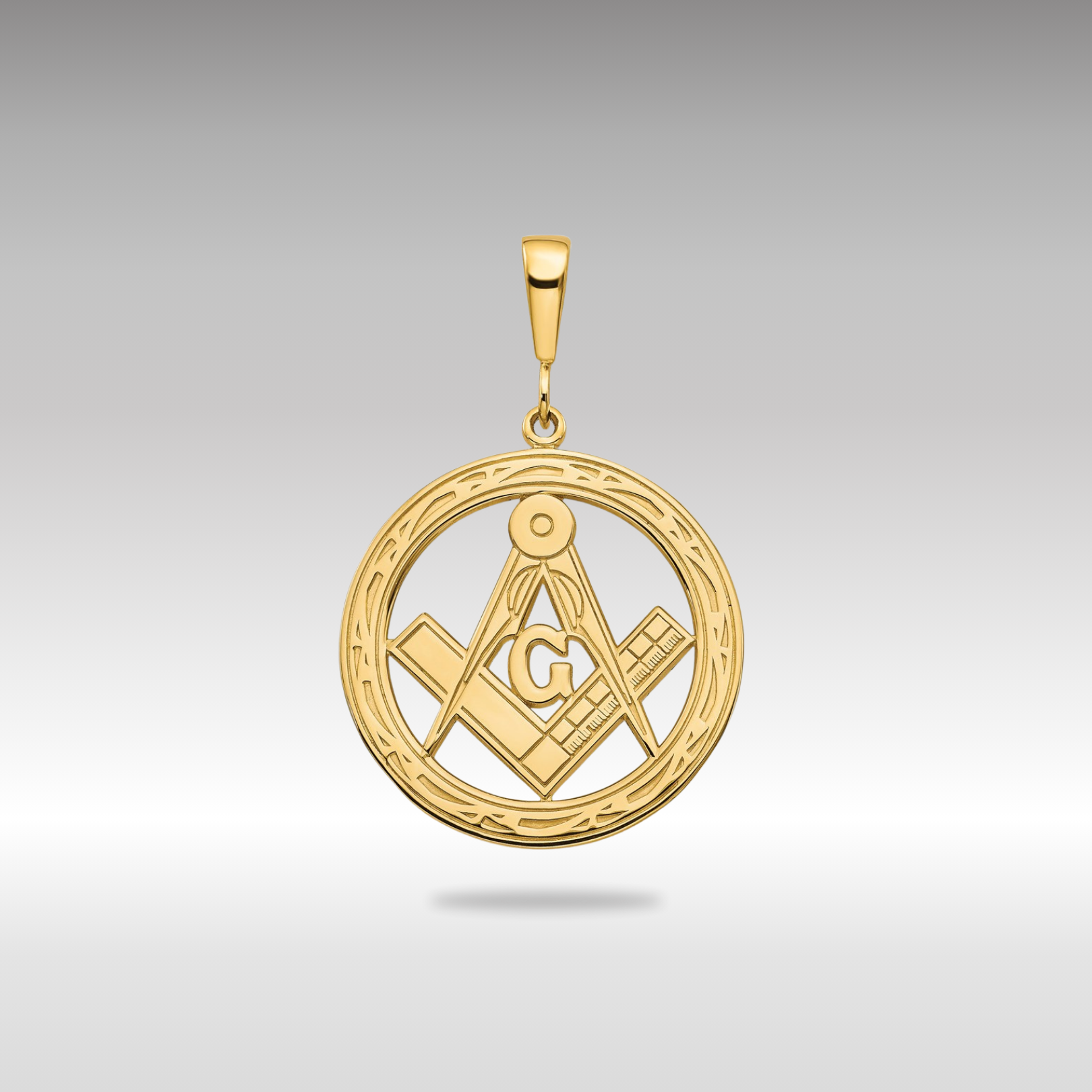 Gold Large Masonic Symbol Pendant Necklace Model-C1097 - Charlie & Co. Jewelry