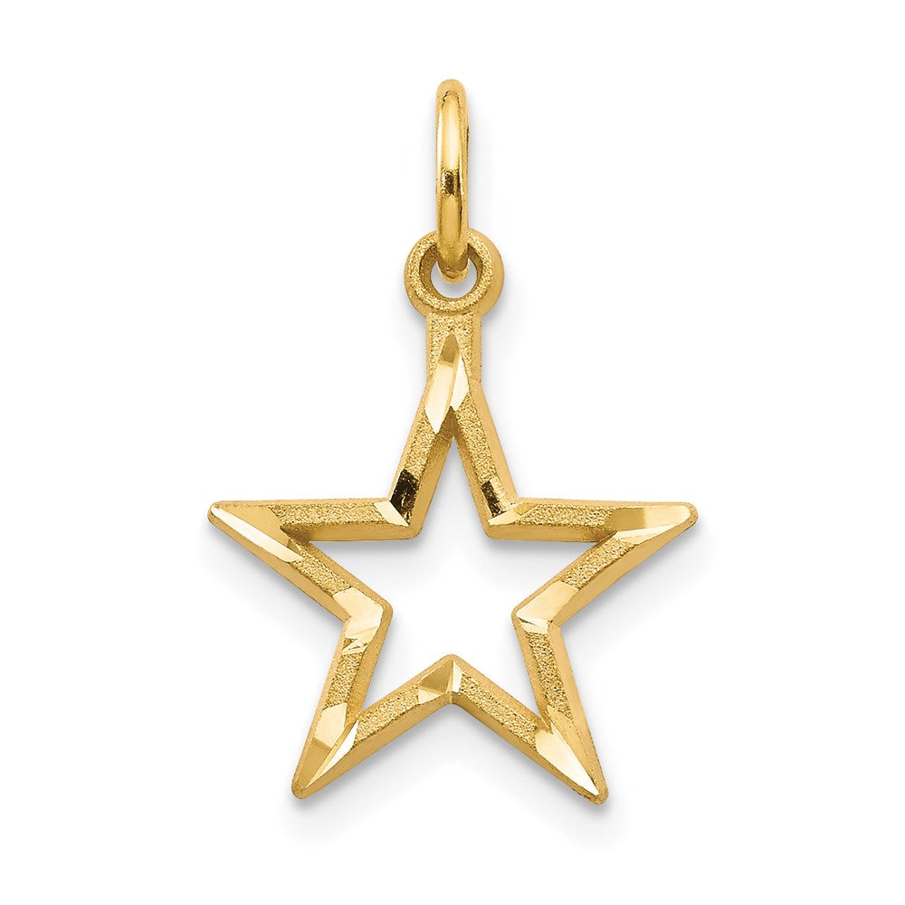 Gold Diamond-cut Star Charm Necklace Model-C1114 - Charlie & Co. Jewelry
