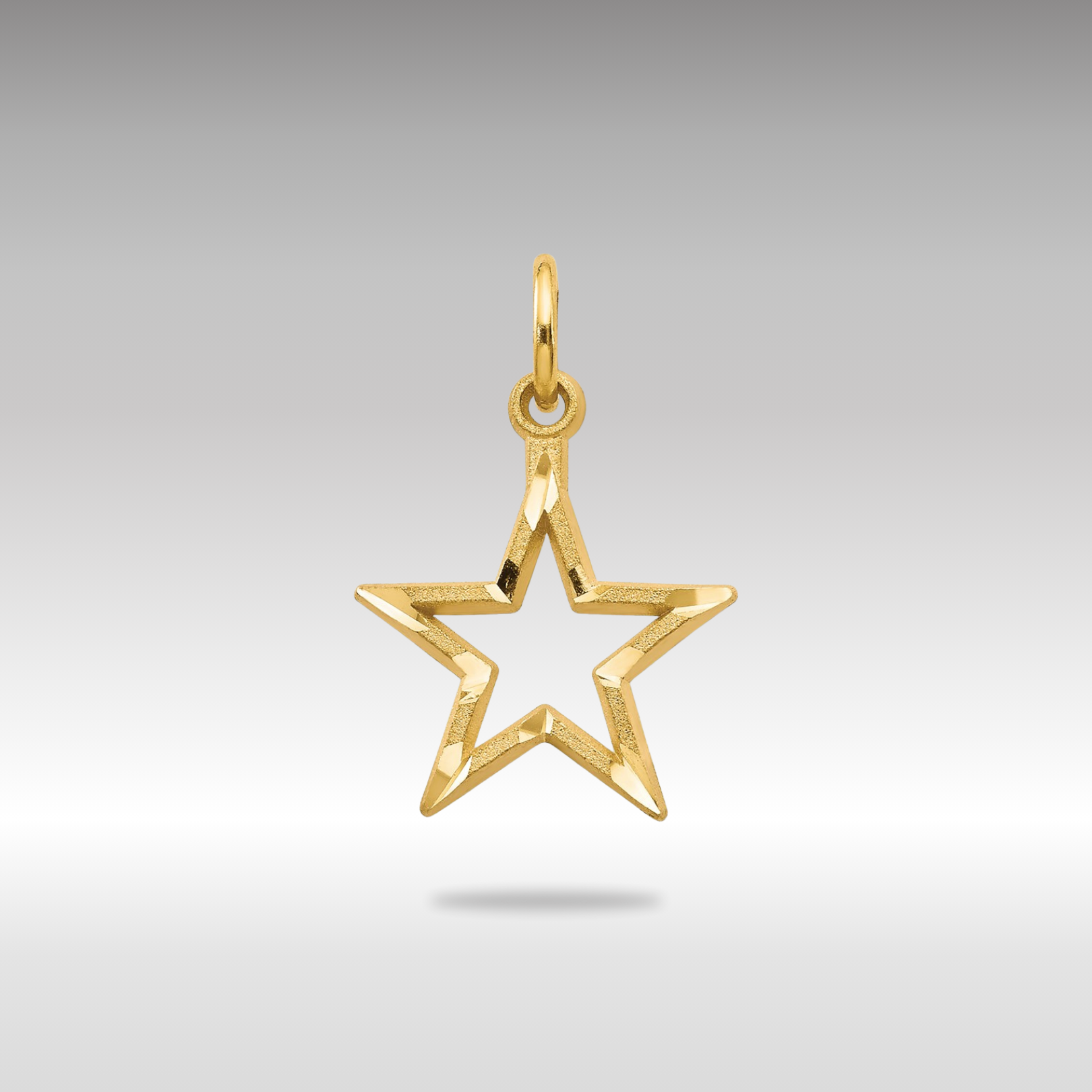 Gold Diamond-cut Star Charm Necklace Model-C1114 - Charlie & Co. Jewelry