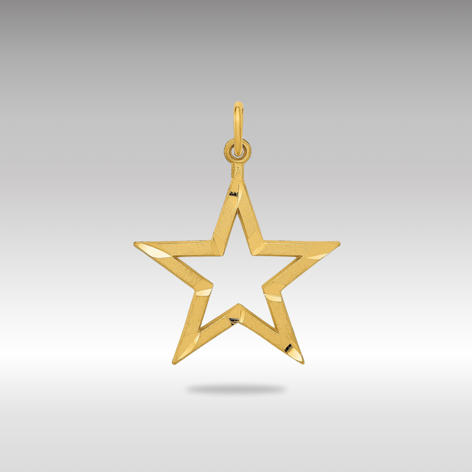 Gold Medium Diamond-cut Star Charm Necklace Model-C1115 - Charlie & Co. Jewelry