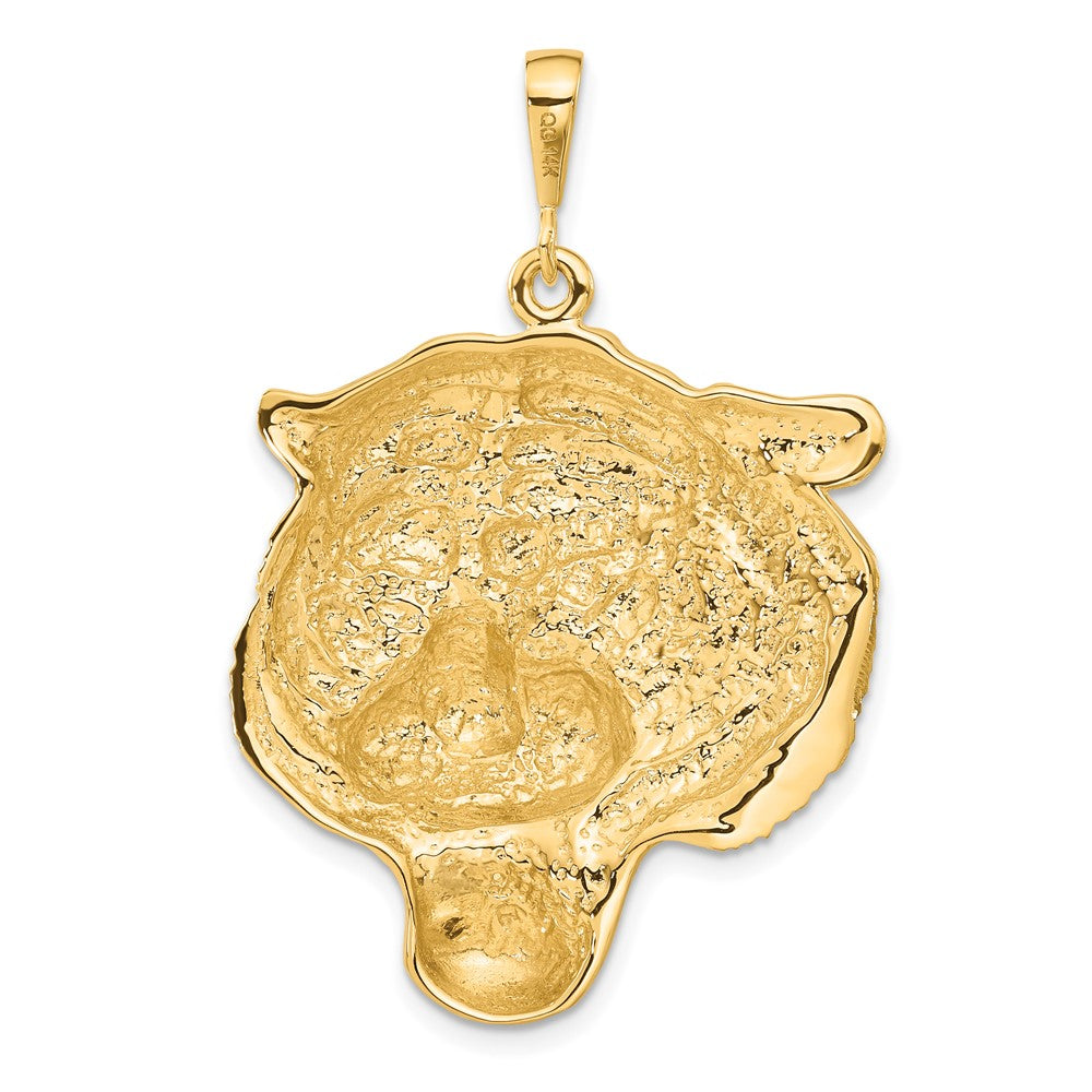 Gold Diamond-cut Large Tiger Head Pendant Necklace - Model C1158 - Charlie & Co. Jewelry