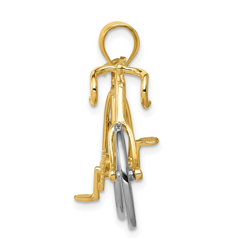 Yellow and White Gold Large 3-D Bicycle Pendant Model-C1813 - Charlie & Co. Jewelry
