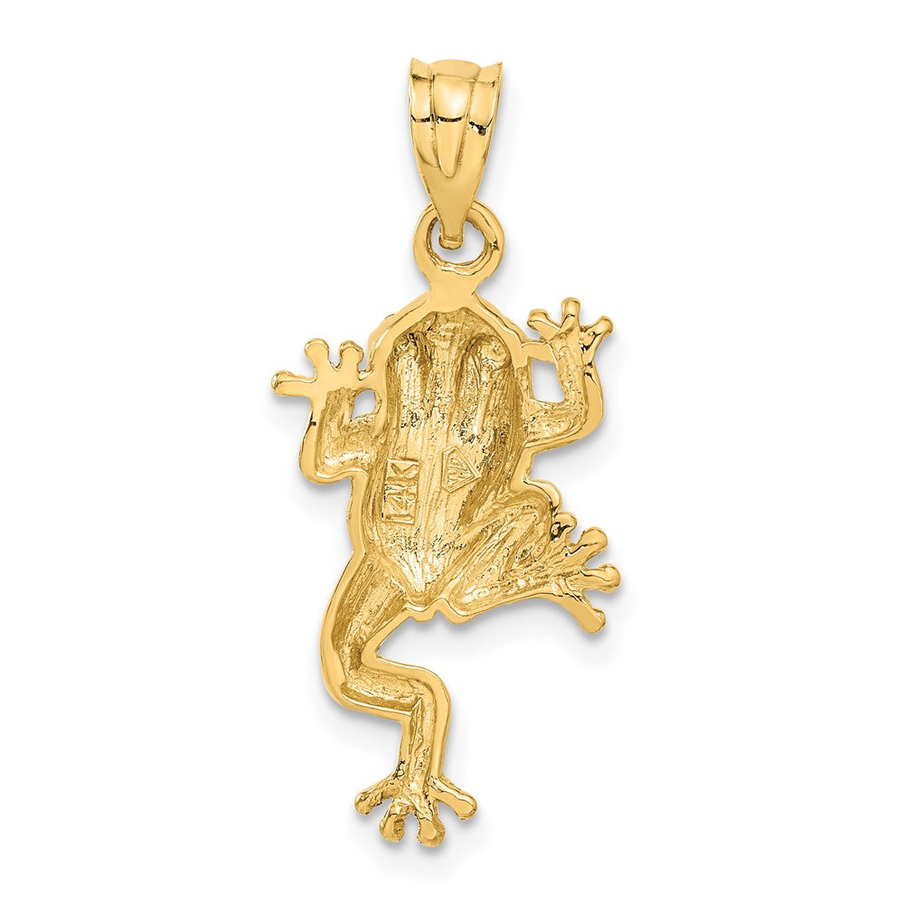 14k Gold Frog Pendant with Enameled Green Eyes - Charlie & Co. Jewelry