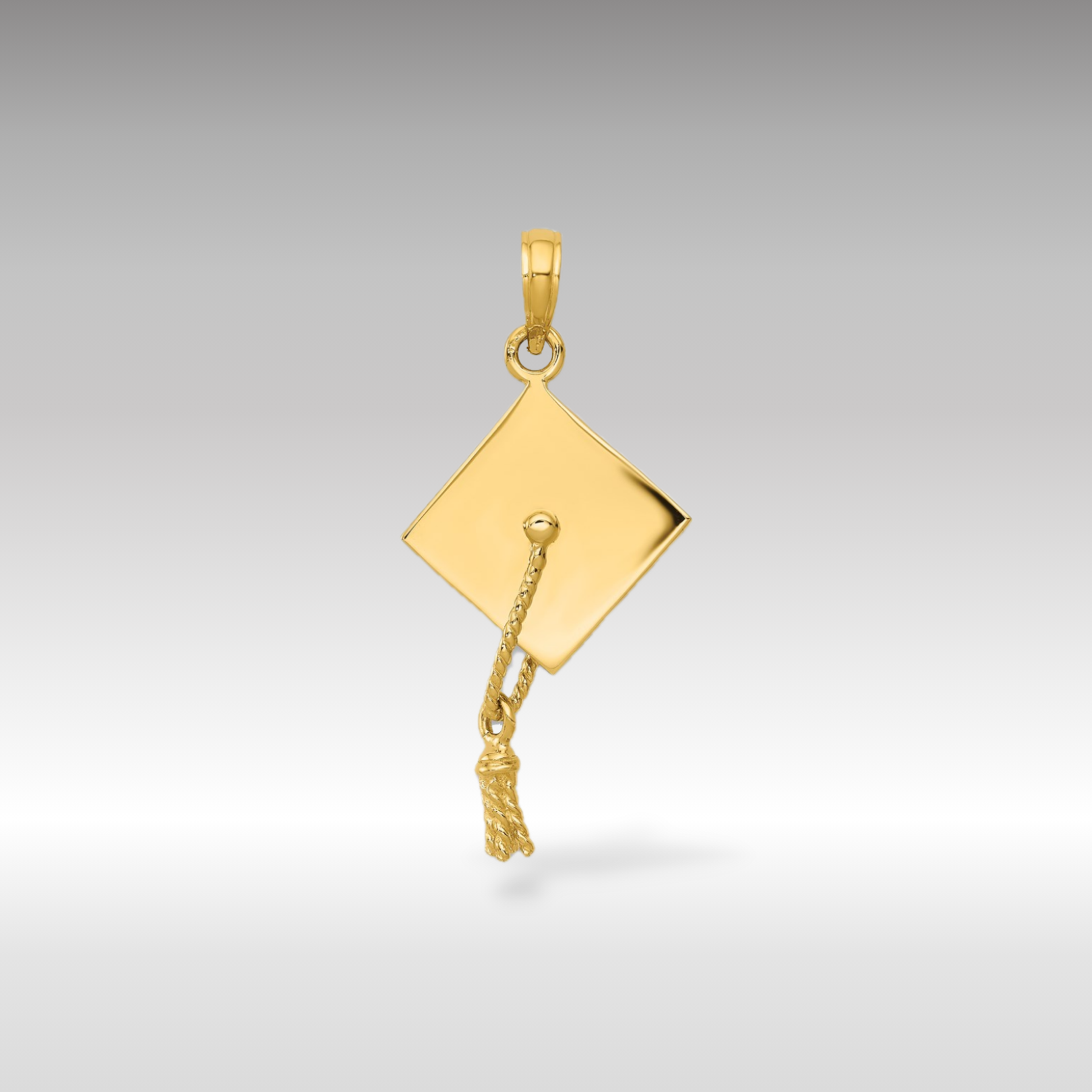 14k Solid Polished 3D Graduation Cap Pendant - Charlie & Co. Jewelry