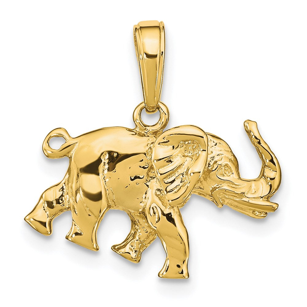 Gold Polished 3D Elephant Pendant Model-C2365 - Charlie & Co. Jewelry