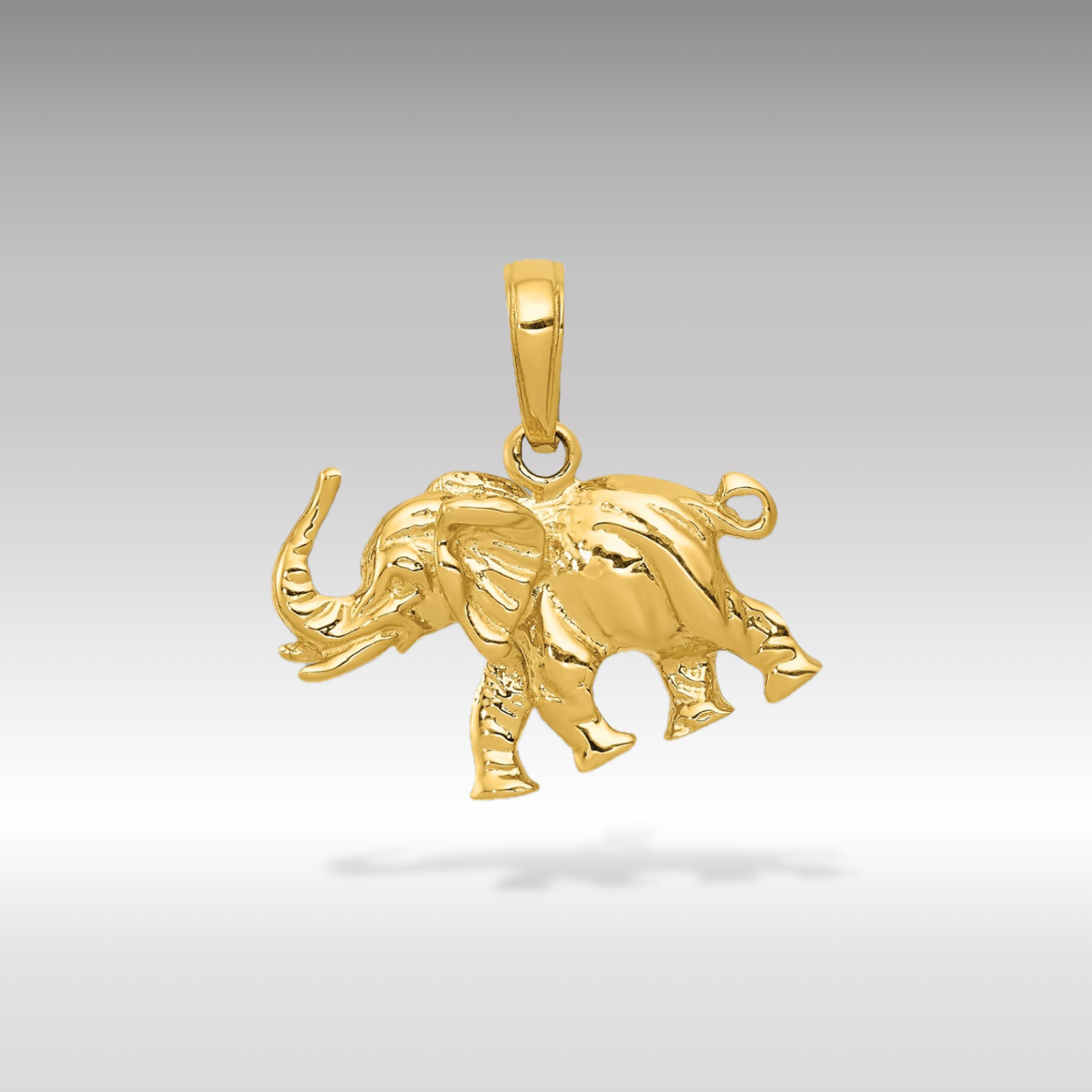 14K Gold Polished 3D Elephant Pendant - Charlie & Co. Jewelry