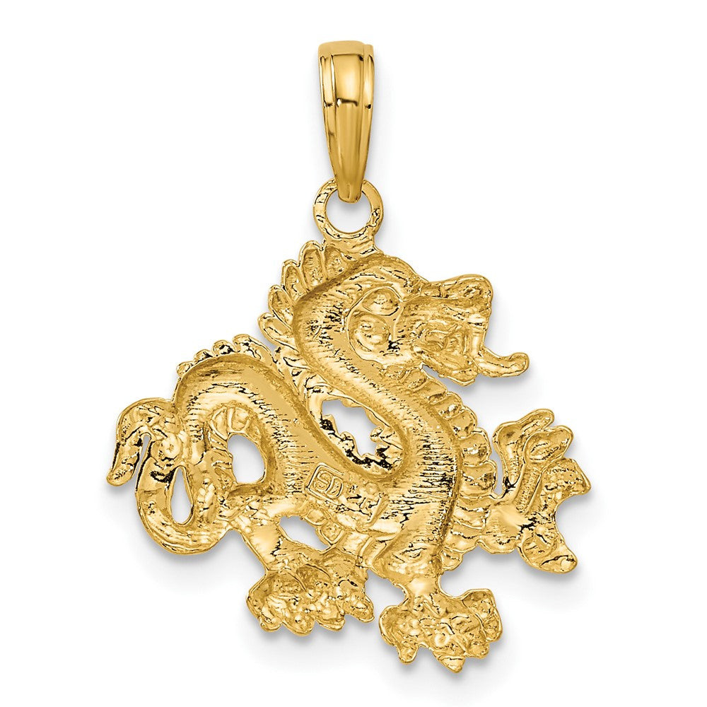Gold Polished Dragon Pendant Model-C2379 - Charlie & Co. Jewelry
