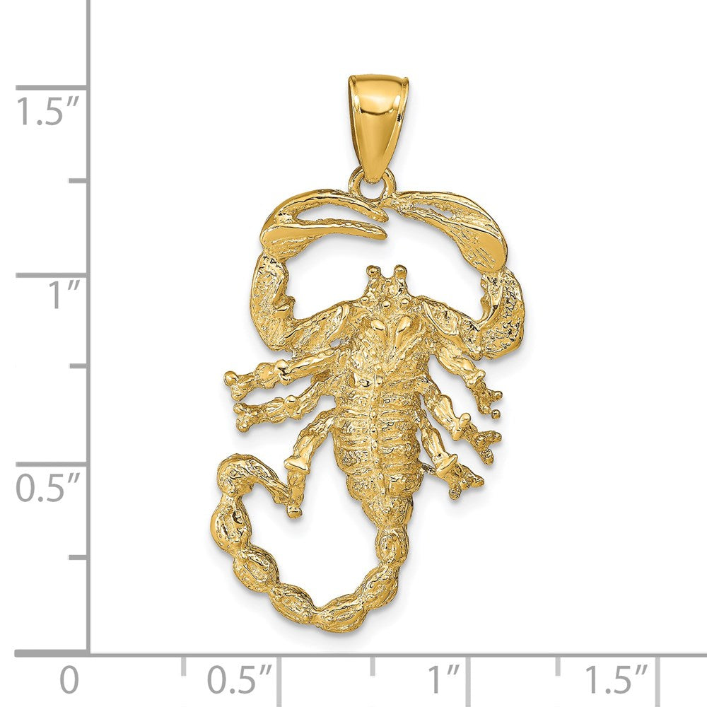 Gold Polished Extra Large Open-Backed Scorpion Pendant Model-C2384 - Charlie & Co. Jewelry