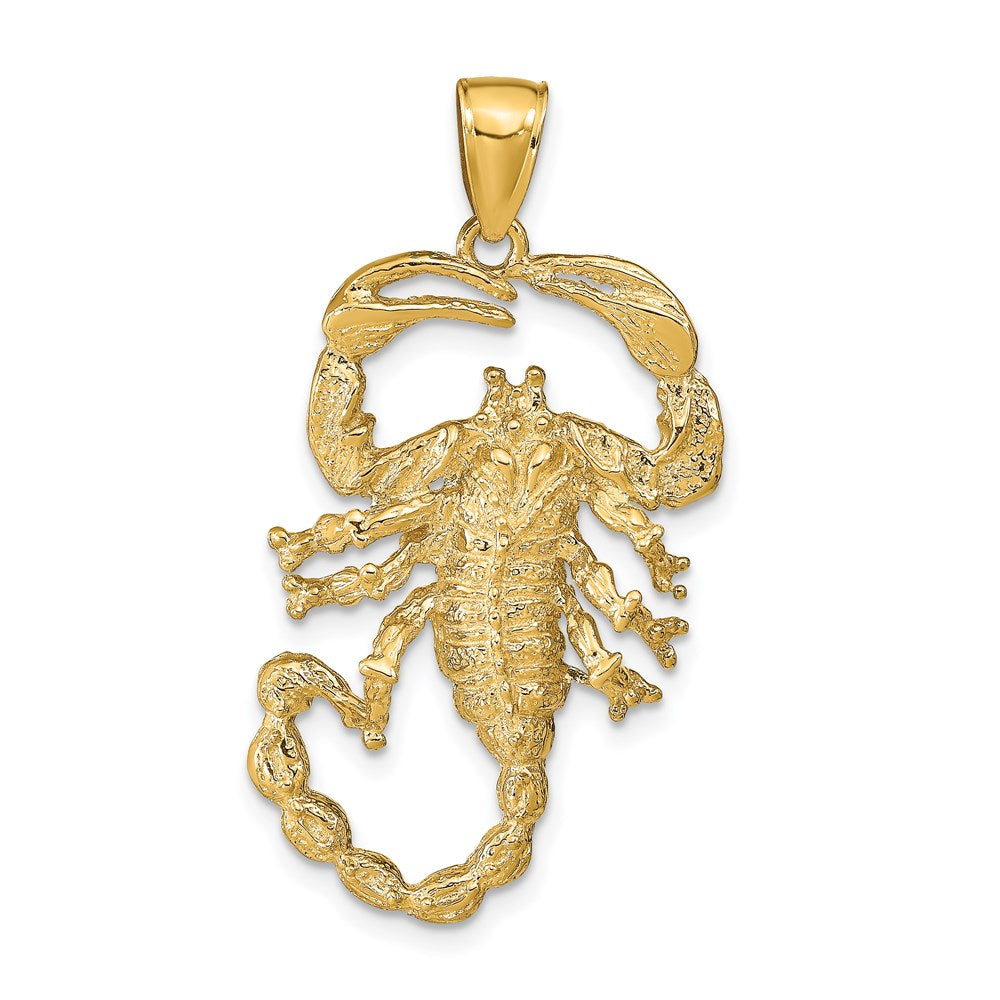 Gold Polished Extra Large Open-Backed Scorpion Pendant Model-C2384 - Charlie & Co. Jewelry