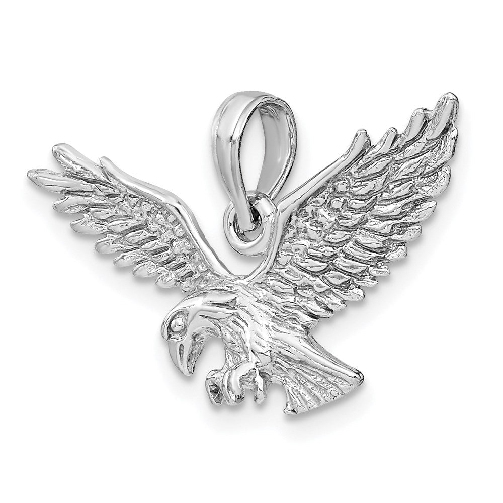 White Gold Large Textured Eagle Landing Charm - Model C2440W - Charlie & Co. Jewelry