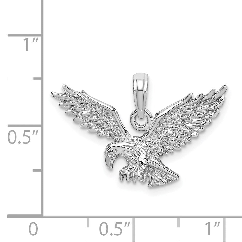 White Gold Large Textured Eagle Landing Charm - Model C2440W - Charlie & Co. Jewelry