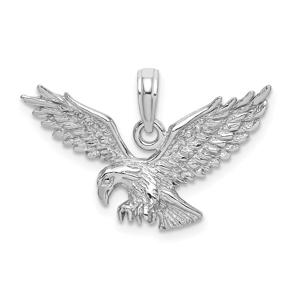 White Gold Large Textured Eagle Landing Charm - Model C2440W - Charlie & Co. Jewelry
