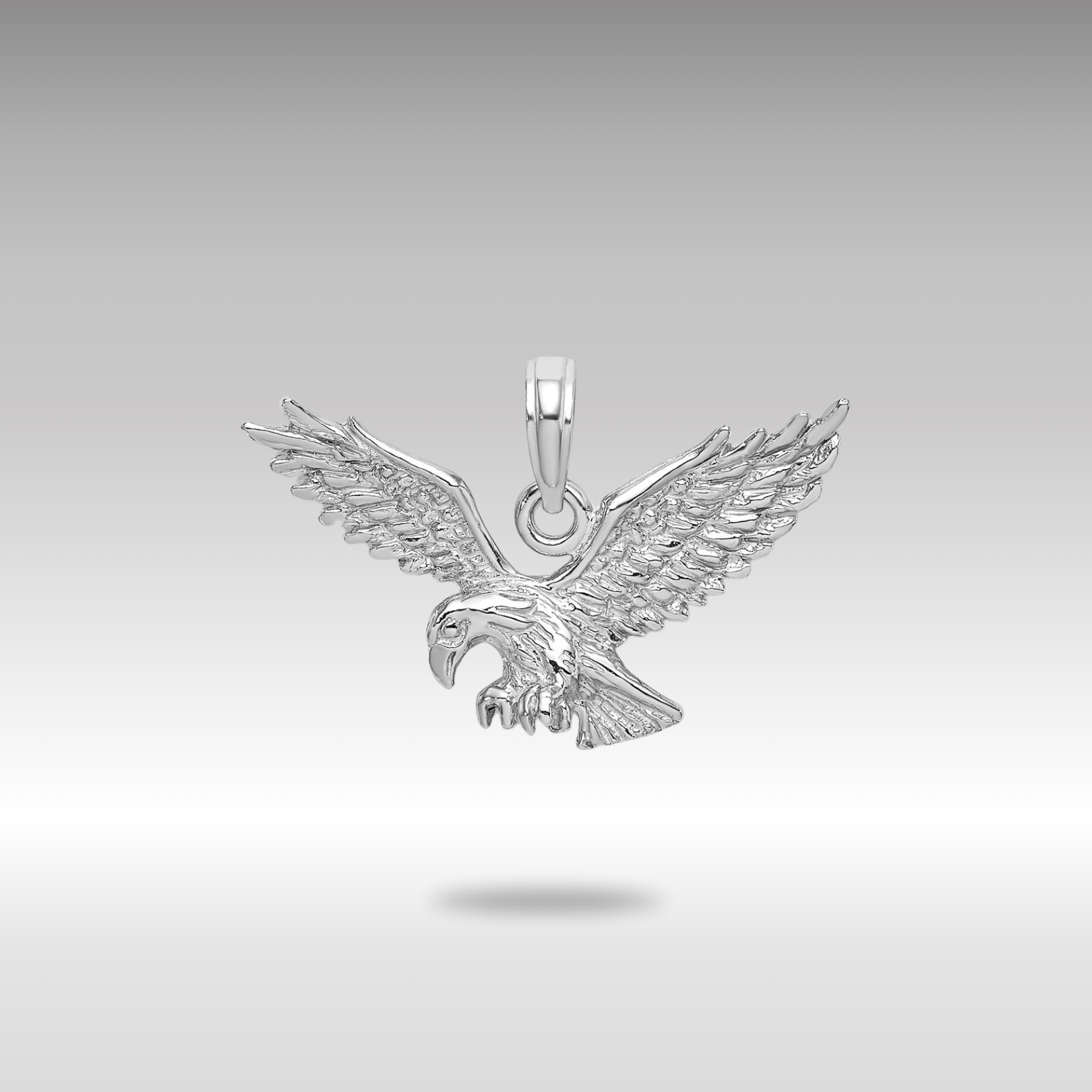 White Gold Large Textured Eagle Landing Charm - Model C2440W - Charlie & Co. Jewelry