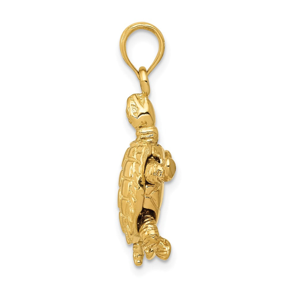 Gold Polished 3-D Moveable Turtle Pendant Model-C2544 - Charlie & Co. Jewelry